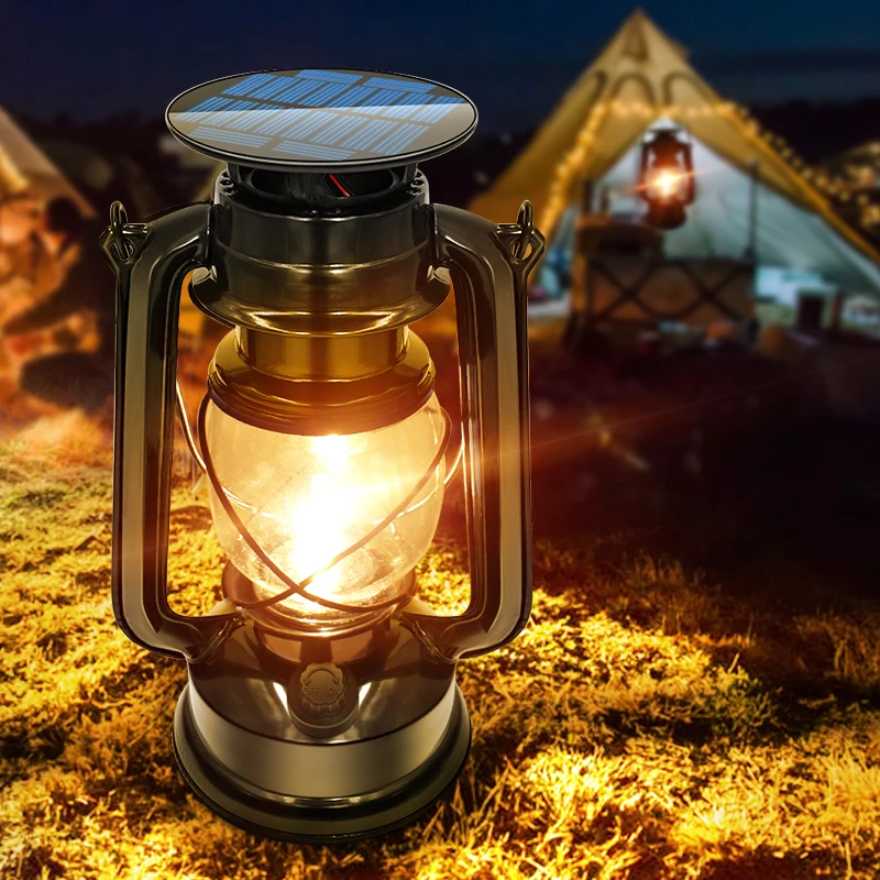 Antique Solar Kerosene Vintage Table Lamp Outdoor Hanging Light