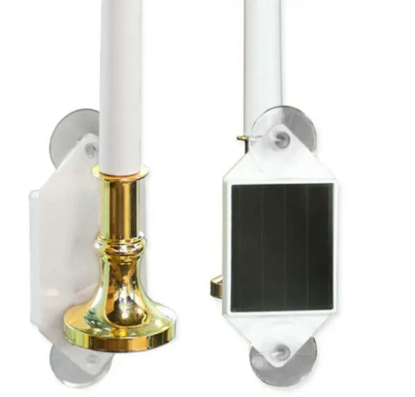 2 PCs Set | Solar Candle Stick Lights for Windows with LED and Suction Cups - Image 3