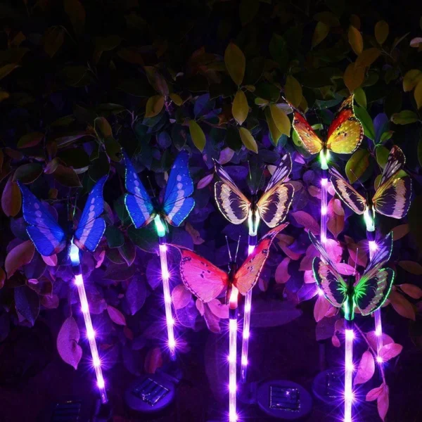 3 PCs Set | Butterfly Solar Lights Stake for Garden Pathway Decorative LED - Image 2