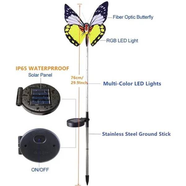 3 PCs Set | Butterfly Solar Lights Stake for Garden Pathway Decorative LED - Image 11