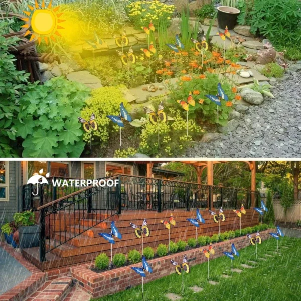 3 PCs Set | Butterfly Solar Lights Stake for Garden Pathway Decorative LED - Image 4