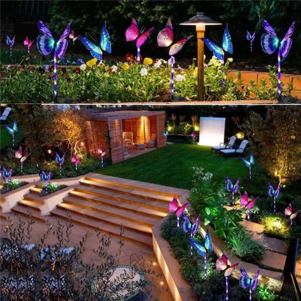 3 PCs Set | Butterfly Solar Lights Stake for Garden Pathway Decorative LED - Image 7