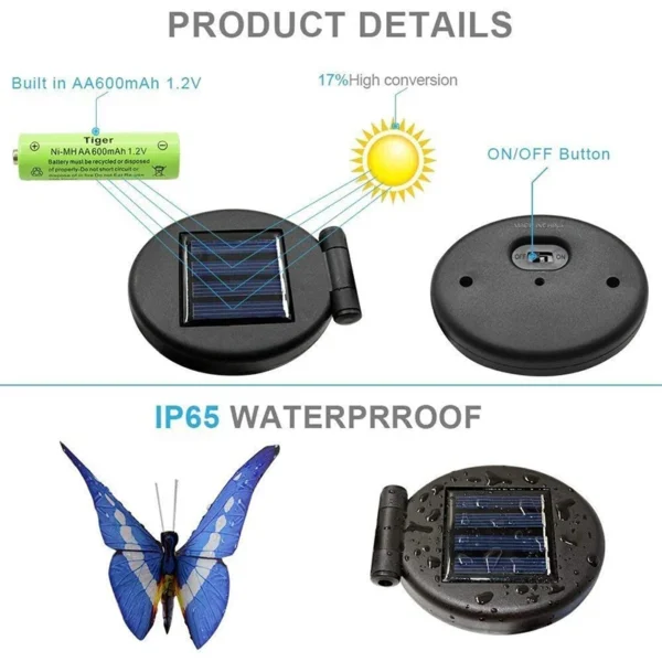 3 PCs Set | Butterfly Solar Lights Stake for Garden Pathway Decorative LED - Image 8