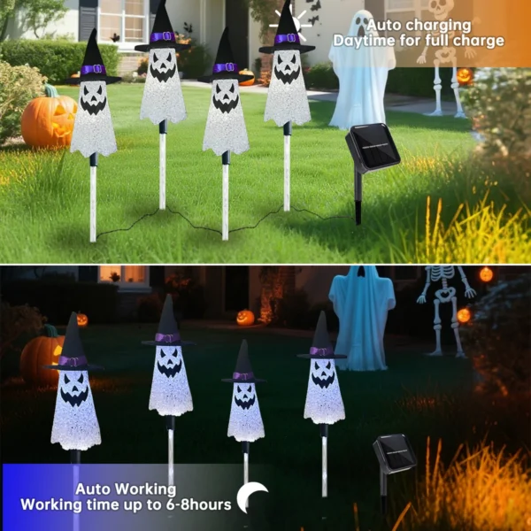 4pcs LED Halloween Ghost Pathway Lights for Outdoor Decoration - Image 4