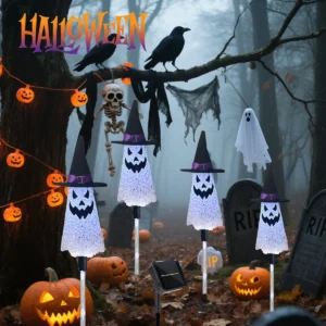 4pcs LED Halloween Ghost Pathway Lights for Outdoor Decoration