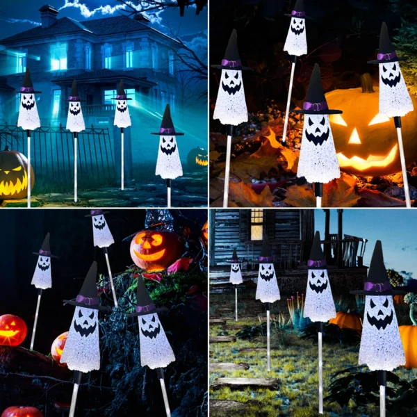 4pcs LED Halloween Ghost Pathway Lights for Outdoor Decoration - Image 5