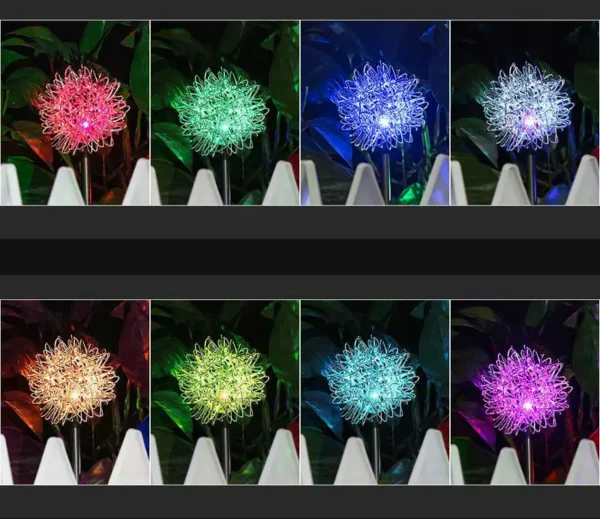 Color Changing Solar Dandelion LED Garden Stake Lights - Image 3