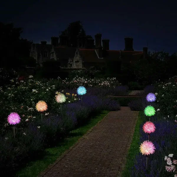Color Changing Solar Dandelion LED Garden Stake Lights - Image 4