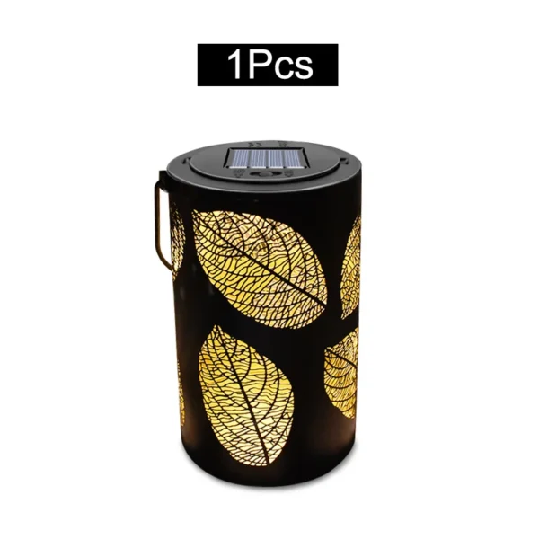 Metal Carving Leaf Solar Lights Outdoor LED Garden Lantern - Image 10