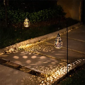 Outdoor Solar Chandelier | Solar Pendant Light with Metal Carvings