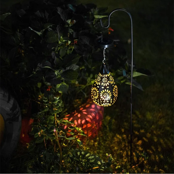 Outdoor Solar Chandelier | Solar Pendant Light with Metal Carvings - Image 10