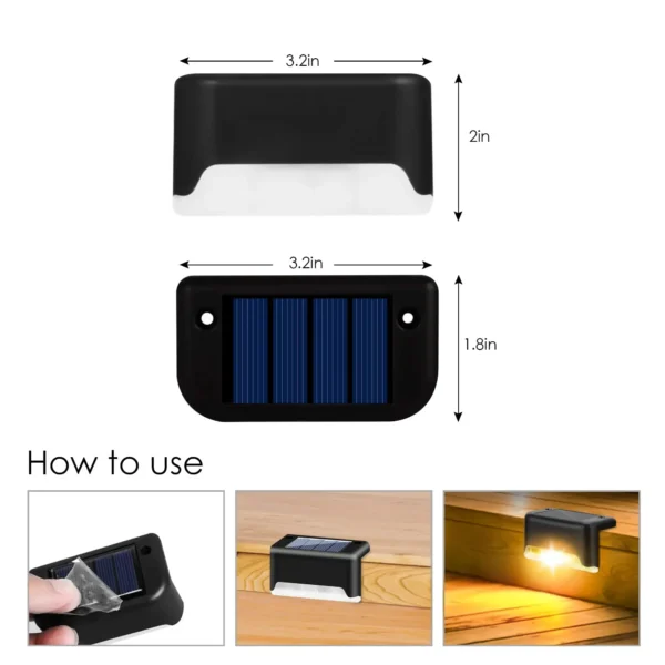 Set of 4 | Solar Deck Light | Solar-Powered Outdoor Illumination - Image 3