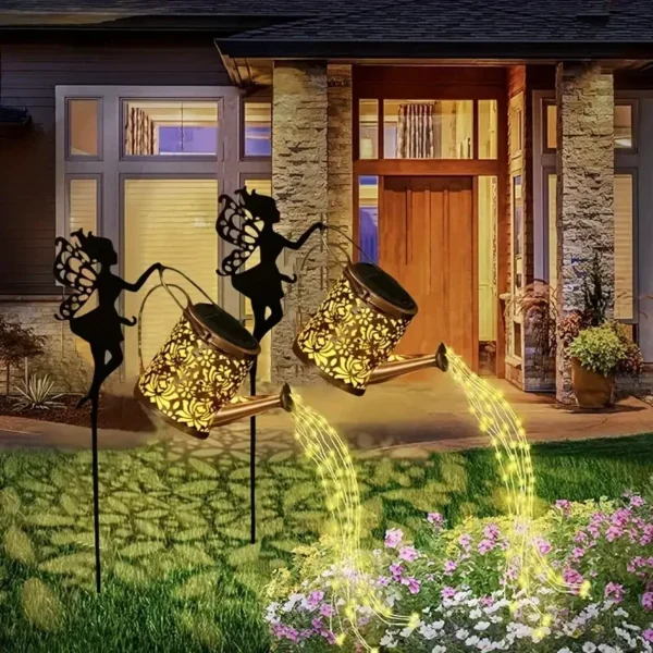 Solar Fairy Watering Can Lights - Vintage Outdoor Garden Decor - Image 2