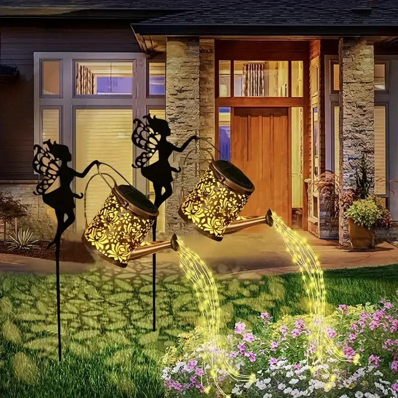 Solar Fairy Watering Can Lights - Vintage Outdoor Garden Decor
