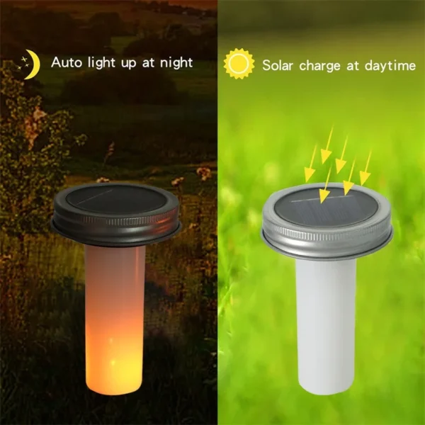 Solar Mason Jar Light - LED Flame Flickering Decorative Lights - Image 5