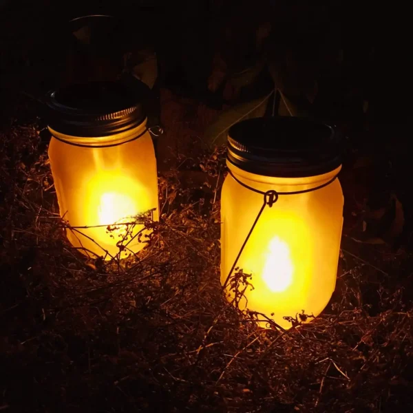 Solar Mason Jar Light - LED Flame Flickering Decorative Lights - Image 6