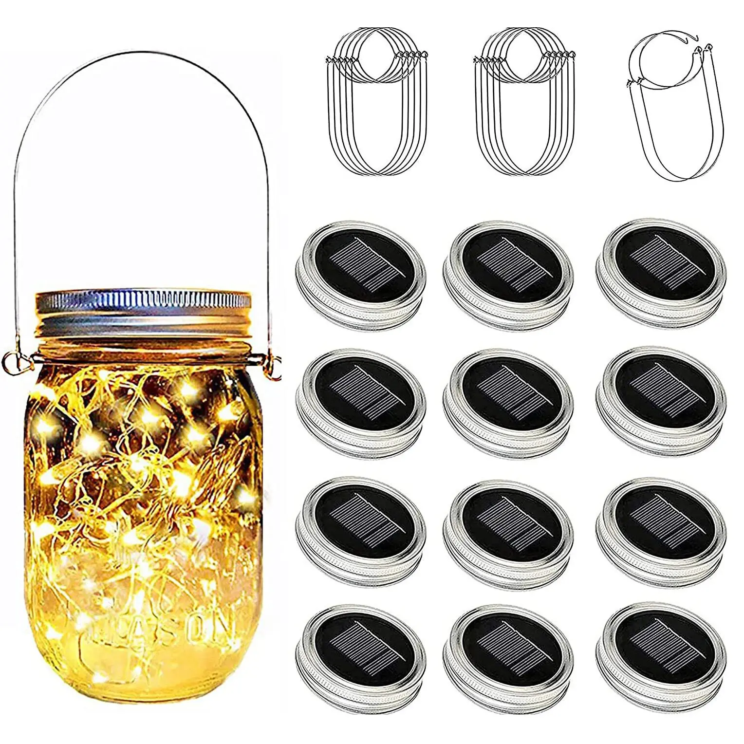 Solar Powered Mason Jar Lid Insert Fairy Lights for Decor