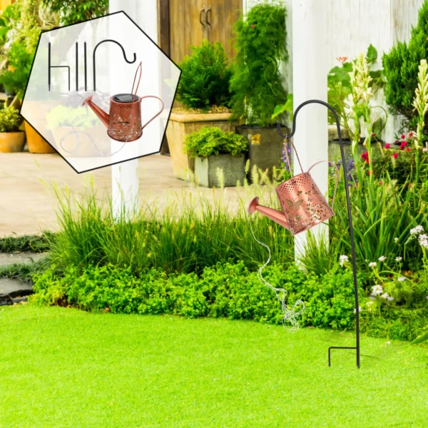 Solar Watering Kettle Light - Iron Material Garden Decoration - Image 5