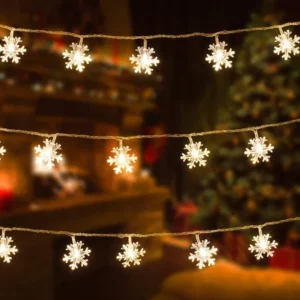 Solar Snowflake String Lights – Twinkling LED Fairy Lights