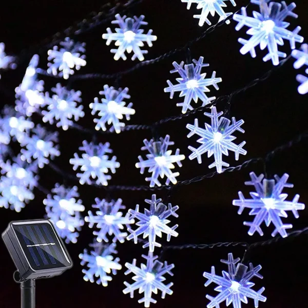 Solar Snowflake String Lights – Twinkling LED Fairy Lights - Image 2
