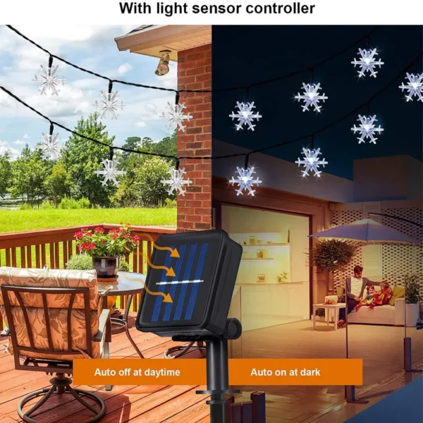 Solar Snowflake String Lights – Twinkling LED Fairy Lights - Image 4