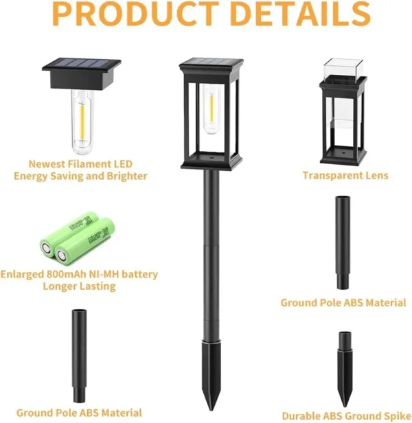 Warm White Solar Pathway Lights - Waterproof Garden Lighting - Image 2