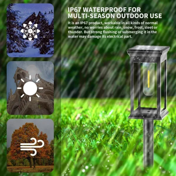 Warm White Solar Pathway Lights - Waterproof Garden Lighting - Image 3