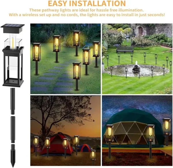 Warm White Solar Pathway Lights - Waterproof Garden Lighting - Image 6