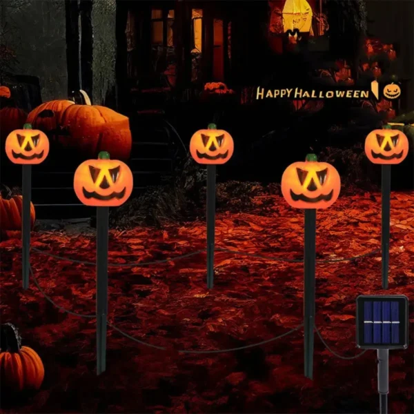 Pumpkin Solar Stake Lights for Halloween Garden Decor