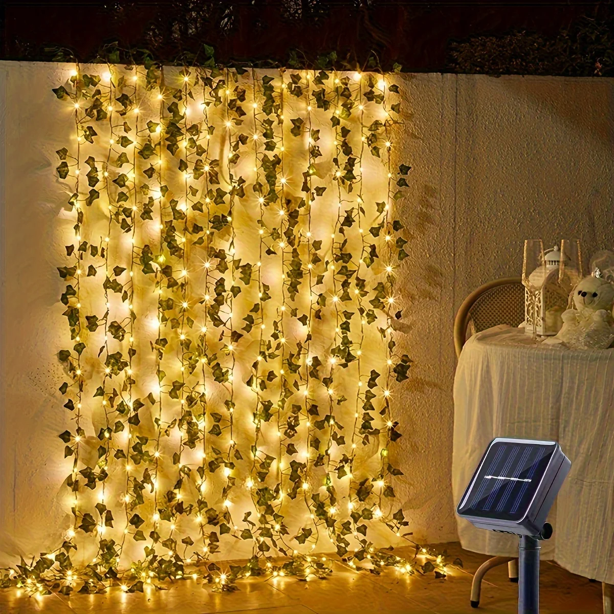 10m 100 LEDs Solar Vine String Light with 8 Modes and Ivy Leaves - Image 2