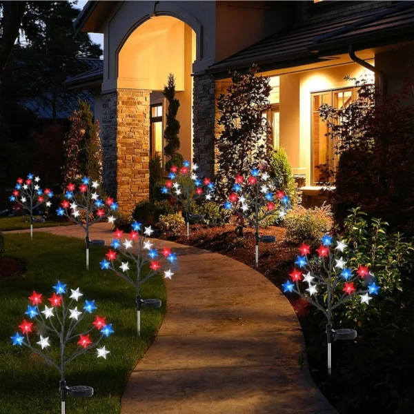 15LED Red White Blue Star Solar Outdoor Lights for 4th Of July - Image 6