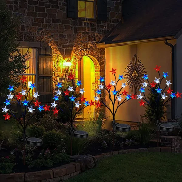 15LED Red White Blue Star Solar Outdoor Lights for 4th Of July - Image 5