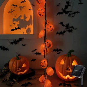 Halloween Pumpkin String Light - 20 LEDs, 5m, Solar-Powered