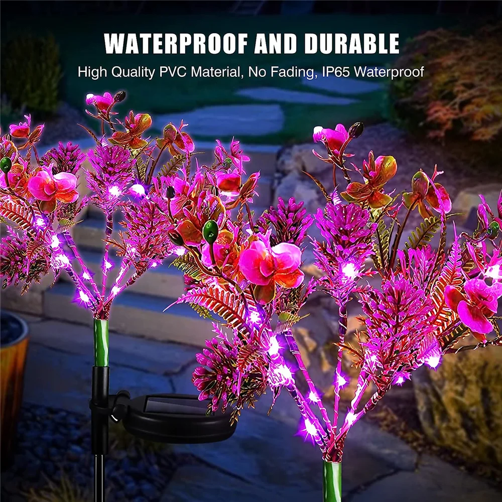 Solar Phalaenopsis Flower Light - Decorative Outdoor Garden Light - Image 2