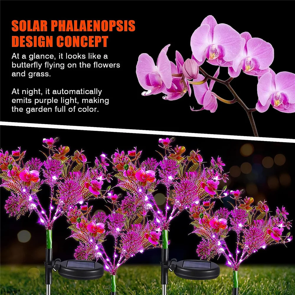 Solar Phalaenopsis Flower Light - Decorative Outdoor Garden Light - Image 4