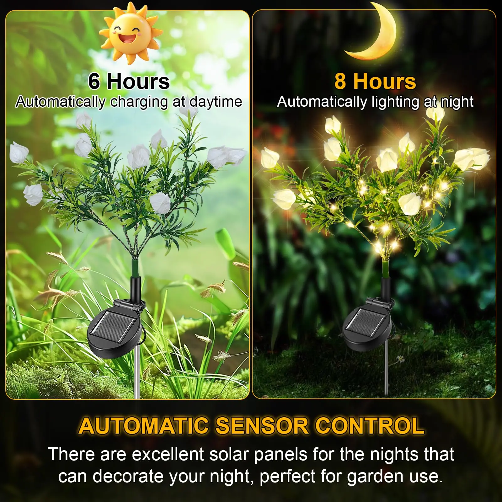2 Pack Waterproof Solar Gardenia Flower Lights for Outdoor Decor - Image 2