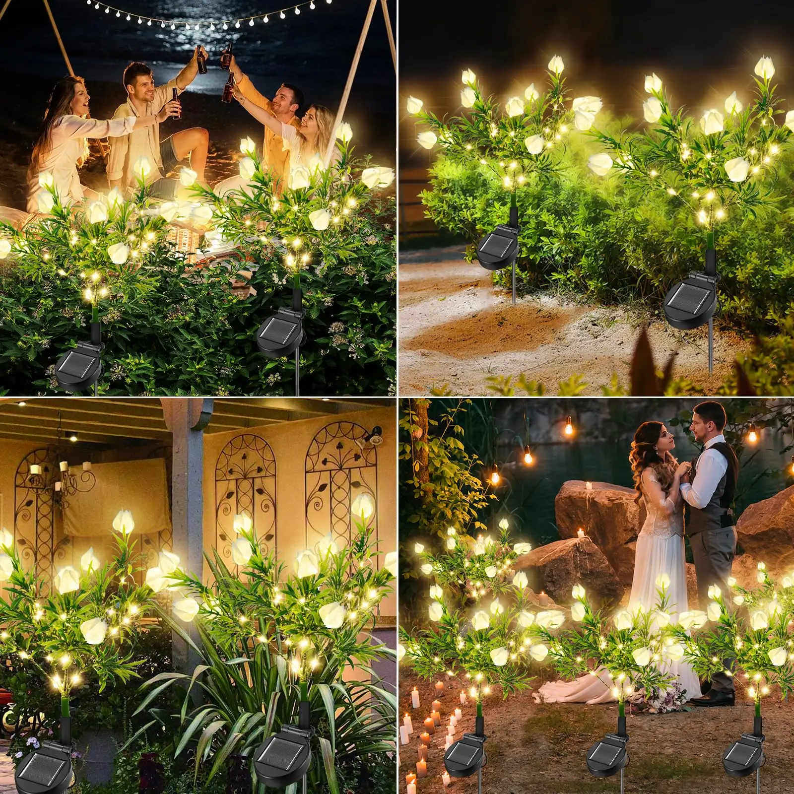 2 Pack Waterproof Solar Gardenia Flower Lights for Outdoor Decor - Image 5