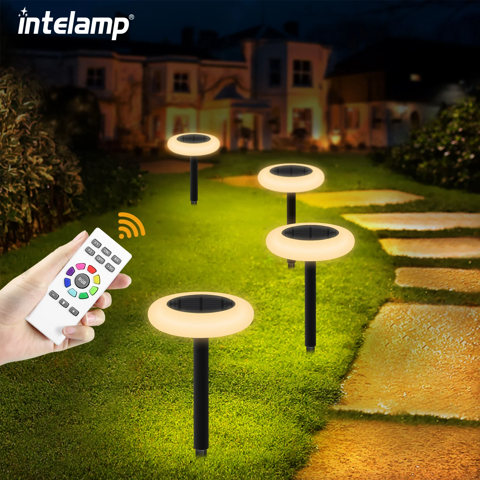2 Packs Color Solar Lights with Remote Control for Outdoor Decor