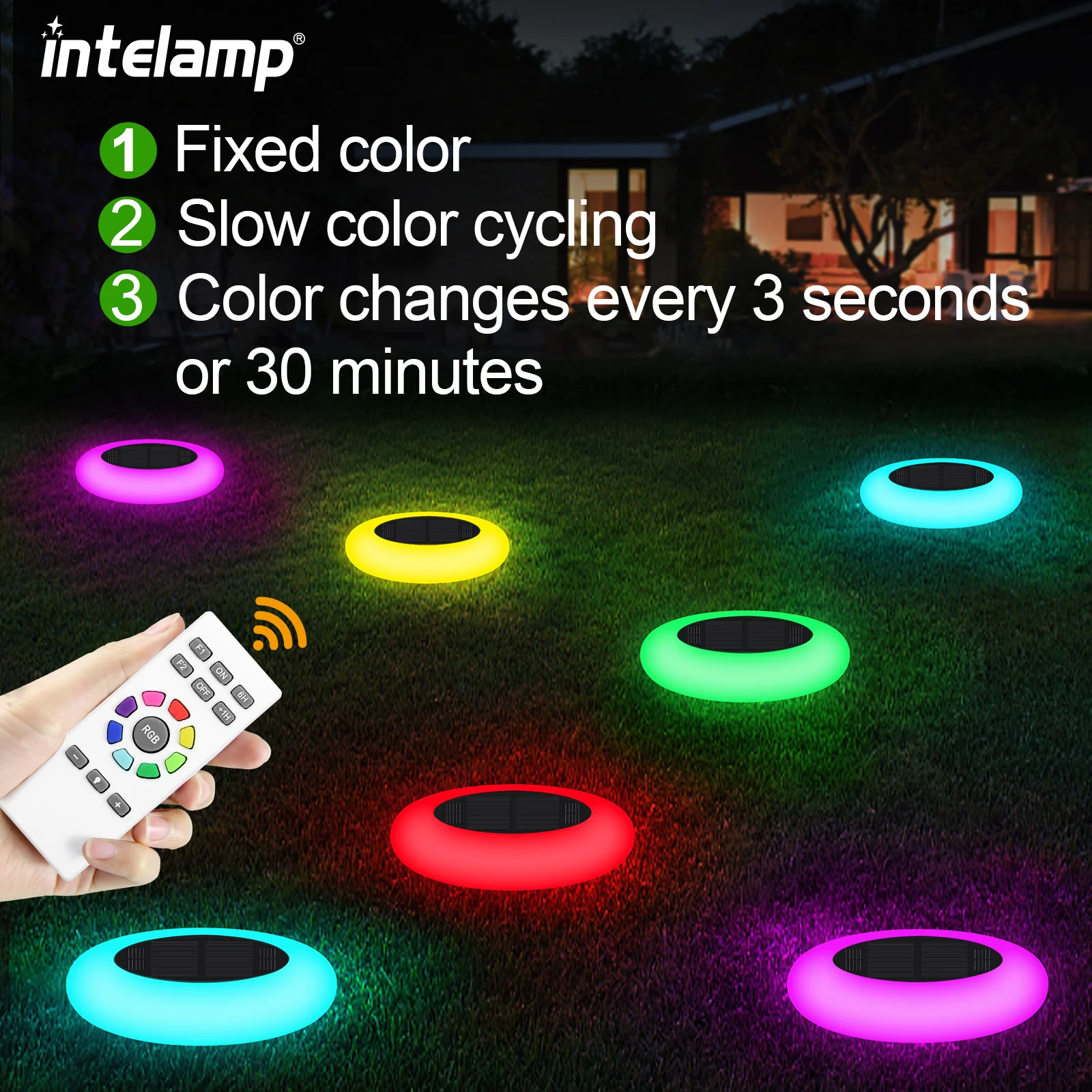 2 Packs Color Solar Lights with Remote Control for Outdoor Decor - Image 2