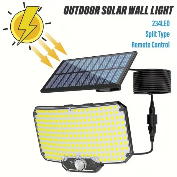 234 LEDs Solar Wall Lights with Remote Control - 3 Modes, IP65