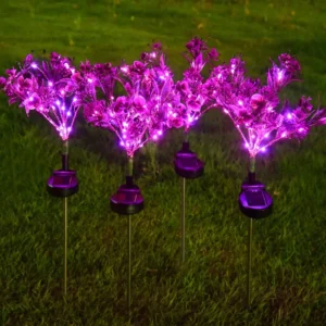 Solar Phalaenopsis Flower Lights - 4-Pack Decorative Outdoor Lights