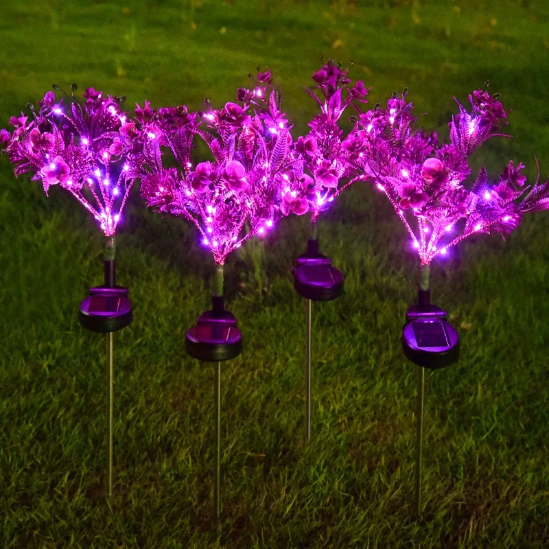 Solar Phalaenopsis Flower Lights - 4-Pack Decorative Outdoor Lights