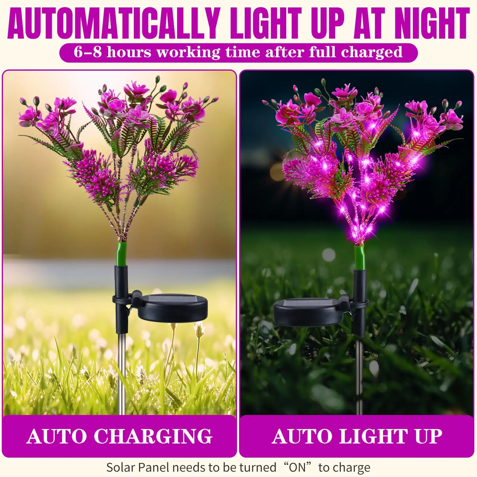 Solar Phalaenopsis Flower Lights - 4-Pack Decorative Outdoor Lights - Image 2