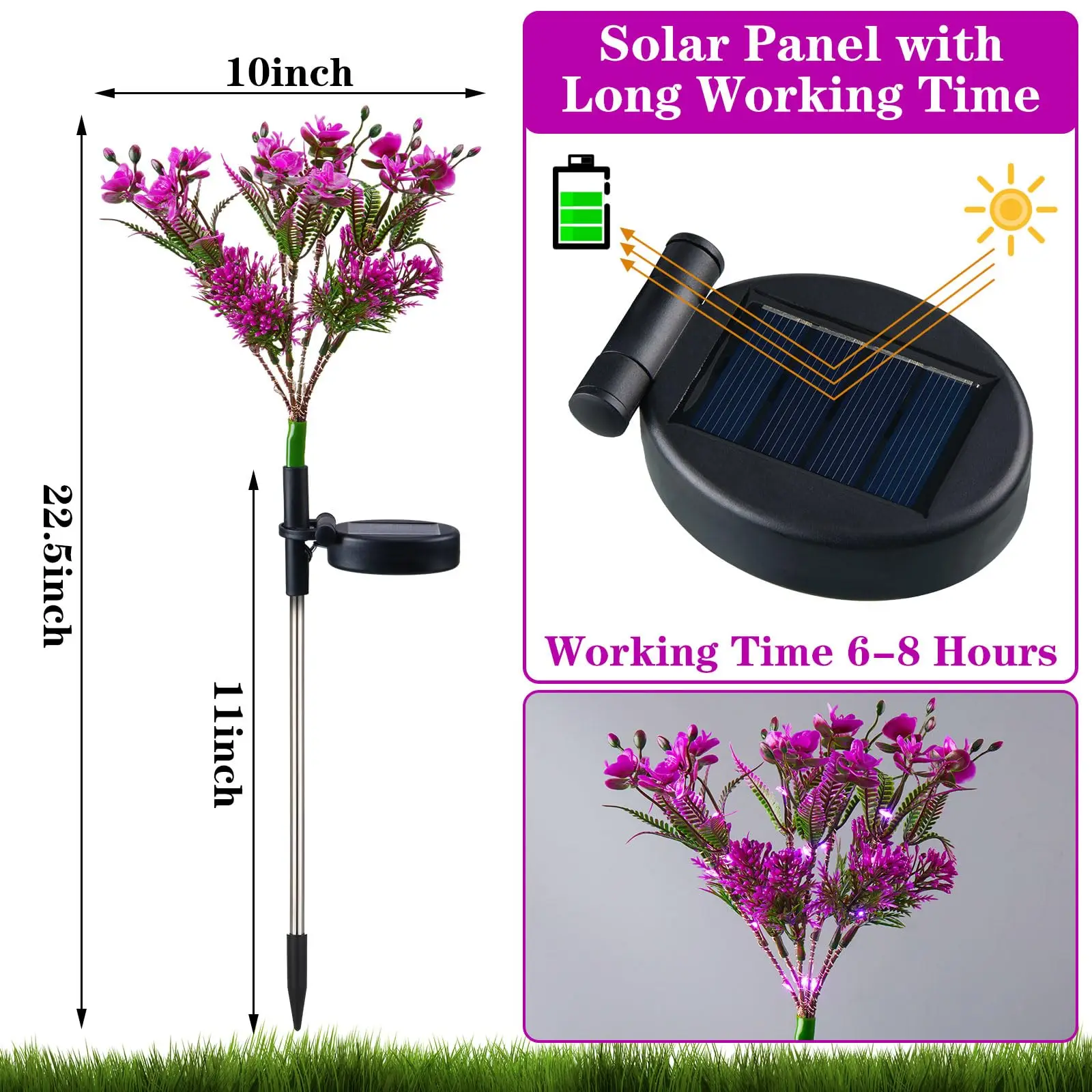 Solar Phalaenopsis Flower Lights - 4-Pack Decorative Outdoor Lights - Image 3