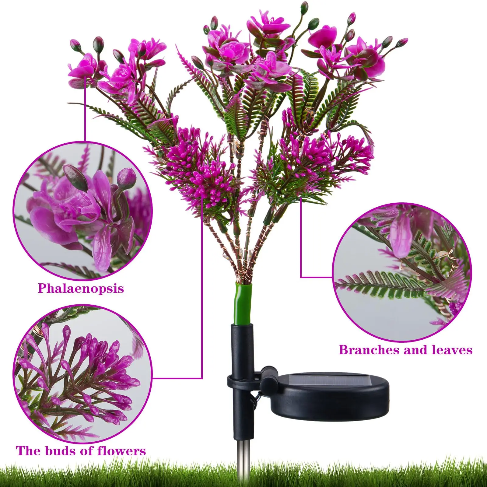 Solar Phalaenopsis Flower Lights - 4-Pack Decorative Outdoor Lights - Image 5