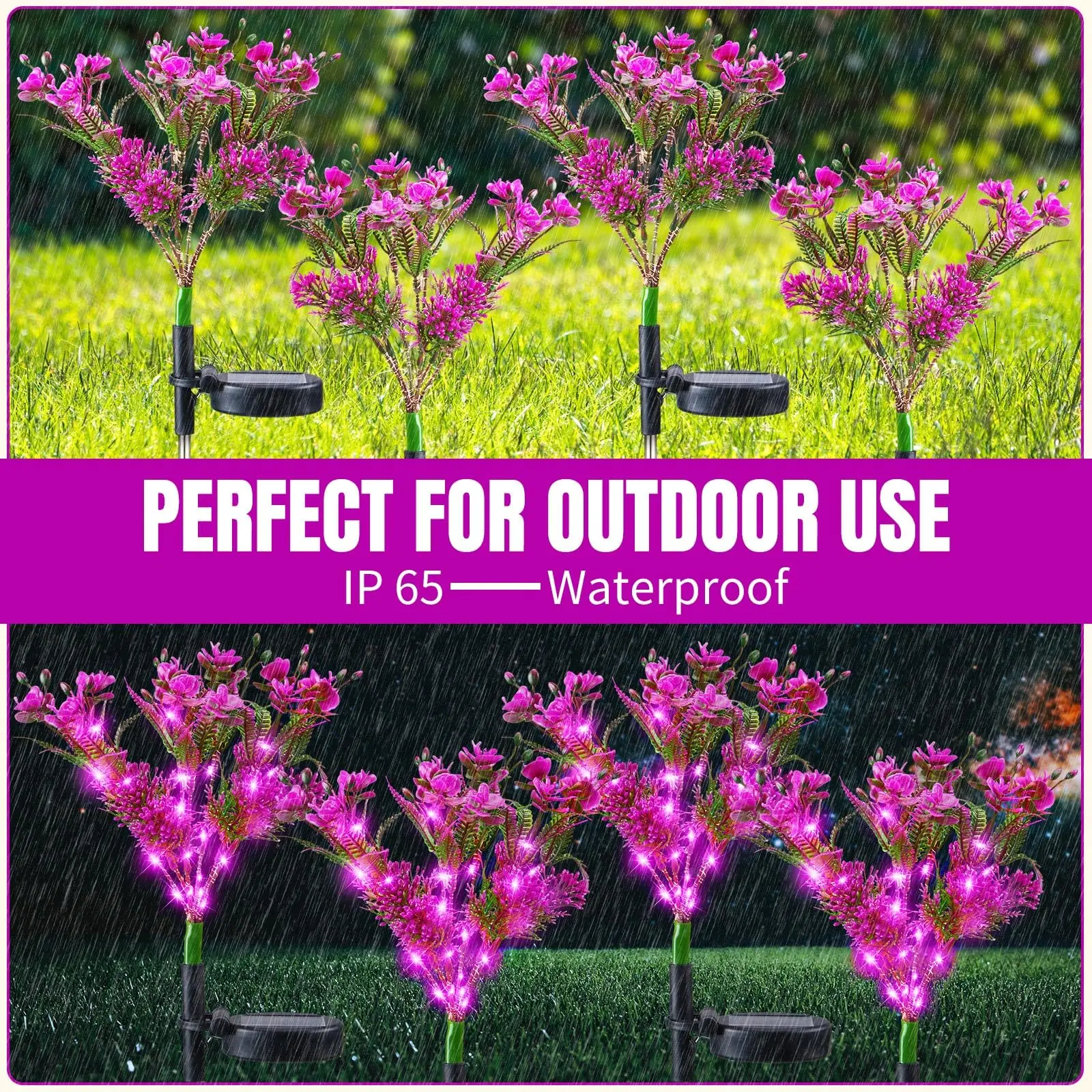 Solar Phalaenopsis Flower Lights - 4-Pack Decorative Outdoor Lights - Image 6