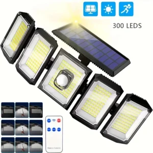5 Heads Solar Outdoor Wall Lights | 300 LEDs Motion Sensor Lamp