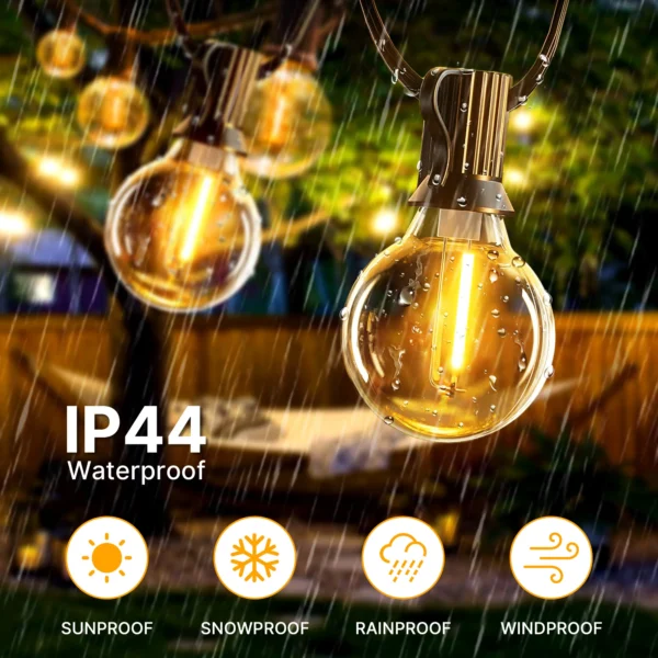 G40 Solar String Lights - Outdoor Patio LED Lights - Image 5