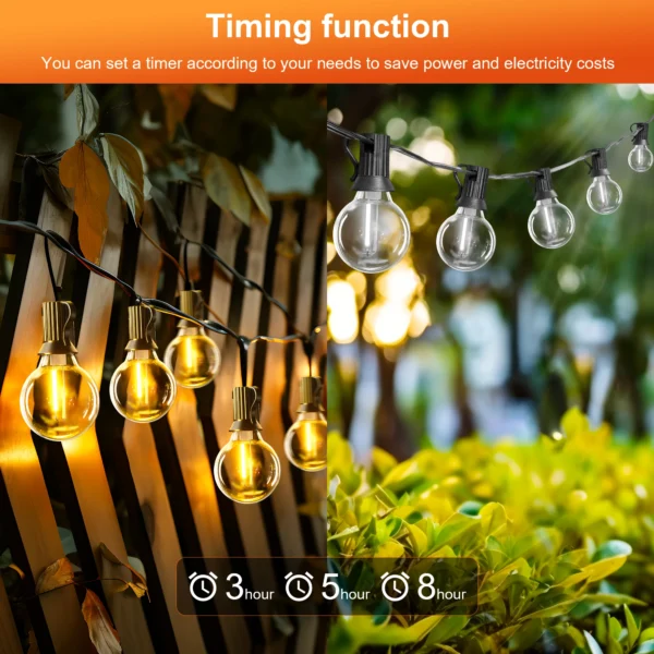 G40 Solar String Lights - Outdoor Patio LED Lights - Image 4