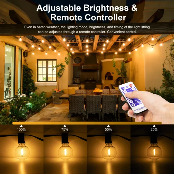 G40 Solar String Lights - Outdoor Patio LED Lights - Image 3